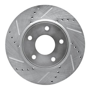 Chevrolet City Express Brake Rotor (1) - Front Left - R1 Concepts - Drilled & Slotted - Silver - `11-`25